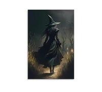 MTILNCFHW Halloween Witch Canvas Wall Art Poster Poster Print Painting for Bedroom Canvas Wall Art Aesthetic Decorative12x18inch(30x45cm) Unframe-style