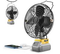MtiolHig Battery Powered Fan Portable Compatible with Dewalt 20v Max Battery, 21W 3000RPM Cordless Jobsite Fan with USB&Type-C Charging Port, Travel, Construction Site, 8 inch Enlarged Size, Tool Only