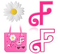 Mtiy Rain 3pcs Pink Letter and Flower Charms for Bogg Bag, Compatible with Simple Modern Beach Bag