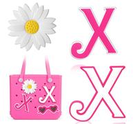 Mtiy Rain 3pcs Pink Letter and Flower Charms for Bogg Bag, Compatible with Simple Modern Beach Bag