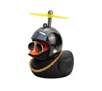 MTJCCLJV Cool Duck Car Dashboard Ornament with Propeller, Helmet and Gold Chainfor squeeze duck dashboard decorations for motorcycles, and bicycles，Multiple Colours Available (Black Iron Man)
