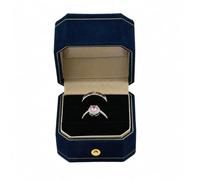 MTJYQYF 2 Slots Velvet Jewelry Ring Box, Octagon Engagement Ring Box Ring Display Holder Case with Hinged Lid for Proposal Engagement Wedding, 2.44x2.44x2.17 IN-U2-PRB002-Navy