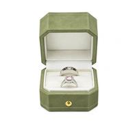 MTJYQYF 2 Slots Velvet Wedding Ring Box, Octagon Engagement Ring Box Ring Display Holder Case with Hinged Lid for Proposal Engagement Wedding, 2.44x2.44x2.17 IN-U2-PRB002-Green