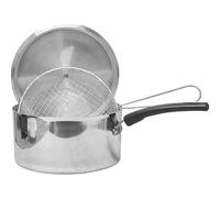 MTK HOUSEWARES Polished Aluminium Chip Pan, with Basket and Lid, 22cm / 9" Made in UK