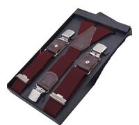 MTKSFDC Braces For Men Trousers 3.5 * 120CM Wide Suspenders For Men Elastic Adjustable Suspensors For Men's Pants Braces Man Suspenders For Men Powerful Bracers For Trousers(Wine red)