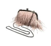 MTKSFDC Feather Bag Female Wallet Retro Lux Shoulder Bag Temperament Feathers Pearl Chain Crossbody Clutch(4)