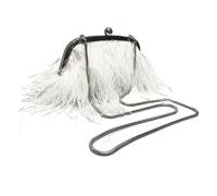 MTKSFDC Feather Bag Female Wallet Retro Lux Shoulder Bag Temperament Feathers Pearl Chain Crossbody Clutch(5)