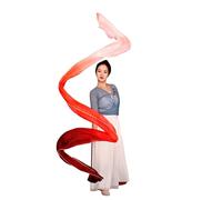 MTKSFDC Gymnastics Ribbon Dance Streamer Gymnastics Bellydance Real Silk Veil Throw with Rod for Talent Shows Ballet Artistic Dancing Skate(Wine Red)