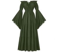 MTKSFDC Medieval cCorset Top Vintage Gothic Off Shoulder Dress Women Medieval Folk Cosplay Vestido Victorian Lady CLothing Steampunk Halloween Costume(Green,XXL)