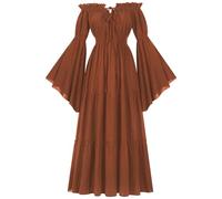 MTKSFDC Medieval cCorset Top Vintage Gothic Off Shoulder Dress Women Medieval Folk Cosplay Vestido Victorian Lady CLothing Steampunk Halloween Costume(Orange,S)