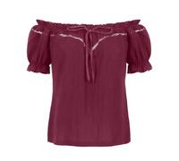 MTKSFDC Medieval cCorset Top Women Gothic Line Blouse Renaissance Cosplay Top Medieval Folk Dressing Outfit Halloween(Red,XL)