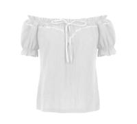 MTKSFDC Medieval cCorset Top Women Gothic Line Blouse Renaissance Cosplay Top Medieval Folk Dressing Outfit Halloween(WHITE,XXL)