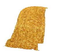 MTKSFDC Wedding Carpet 10M Wedding Carpet Satin Fabric 3D Rose Flower Aisle Red Marriage Party Backdrop Table Cover Fabric Decoration(Gold)