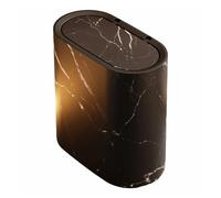 MTKSFDC Wooden Bin 1pc Marble Pattern Trash Can With Lid - Press-Top Design, Plastic Bin, Modern Black & White Marble Texture For Bathroom, Bedroom(Black)