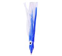 Mtlavishness 10pcs Bag Mini Size Squid Octopus Shape Fishing Bait Lure Red White Luminous Soft Plastic Lures with Life Like Swimming Action for Freshwater Saltwater Night Fishing (Blue)