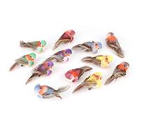 Mtlavishness 12 Pcs Cute Artificial Bird Decor Simulation Feathered Birds with Embedded Eyes for DIY Home Garden Wedding Flower Craft Window Decoration Multicolor Foam Feather