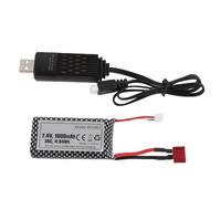 Mtlavishness 1600mAh 2S RC LiPo Battery with T Plug and USB for HBX 3101A 3100A 2996A 2997A RC Vehicles High Capacity Rechargeable Battery for Extended Remote