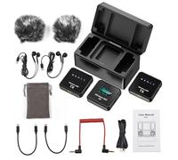 Mtlavishness 2.4GHz Wireless Lavalier Microphone System With Receiver 2pcs Transmitters Charging Box And 3pcs Adapter Cables Ideal For iPhone Android Smartphones Tablets Computers