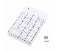Mtlavishness 2.4GHz Wireless USB Numeric Keypad With Cable And Clutter Connection Ideal For Notebook Users Who Often Work With Number Keys New White Plastic 18 Key Mini Digital (White)