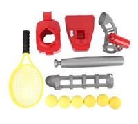 Mtlavishness 2 In 1 Baseball Tennis Pitcher Auto Pitching Machine Set With Baseballs Bat Tennis Racket For Boys Girls Indoor Outdoor Sports Game Red Automatic Pitching Trainer For (Red)