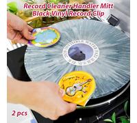 Mtlavishness 2 Pieces Record Cleaner Handler Mitt Anti Static Record Clip Disc Cleaning Protection Pad Lightweight No Fingerprints No Damage Ideal for LP Records in Home (2pcs)