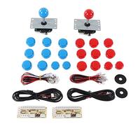 Mtlavishness 2 Player DIY Game Kit USB Board Game Encoder Joystick Buttons Set Complete Game DIY Parts for Home Console and Fighting Game Console Perfect for Friends Gathering and (Blue Red)