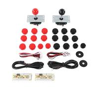 Mtlavishness 2 Player Game DIY Kit with USB Computer Joystick Circuit Board Gamepad 30 Cassette Buttons in Red and Black Complete Home Console Building Set for Fighting Games