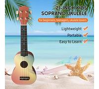 Mtlavishness 21 inch Kids Soprano Ukulele Ideal for Beginners and Teenagers with Exquisite Workmanship Made of Basswood Plywood and Comes with a Gig Bag for Easy Carrying (Type 8)