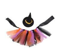Mtlavishness 2pcs set Halloween Costume Witch Costume Set Witch Hat Bow Tie Witch Costume Reptile Wear Holiday Dress Up Festive Decor for Small Pets Hat and Skirt Polyester Stable (Black Hat and