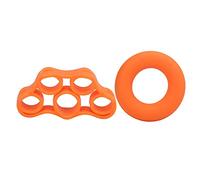 Mtlavishness 2Pcs Silicone Finger Trainer Hand Strengthener Exerciser for Musicians Guitarists Hand Grip Flexibility Improvement with Orange Color 70mm Outer Diameter