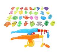Mtlavishness 39Pcs/Set Magnetic Fishing Toy Fish Rod Net Set Educational Playing Game with Fishing Rods Nets Eggs Ducks Marine Organisms for Baby Kids Gift - Enhances Hand Eye