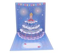 Mtlavishness 3D Pop Up Birthday Card with Music and LED Light Happy Birthday Greeting Card Featuring Birthday Cake and Firework Design Perfect for Women Men Kids Wife Mom Husband (Blue)