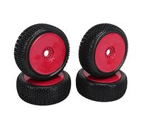 Mtlavishness 4Pcs 1/8 RC Truck Tires Rubber Wheel Tires Accessory Replacement for HPI RC Off Road Vehicle with Sturdy Construction and Enhanced Grip for Rough Roads White (Red)