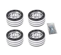 Mtlavishness 4Pcs RC Beadlock Inch 12mm Hex CNC Aluminum Alloy RC Wheel Hub for 10 RC Crawler Copper Color Sturdy Material for Stable Driving Abrasion with Cool Design for RC (Silver)