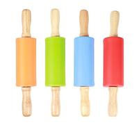 Mtlavishness 4PCS Rolling Pin Set with Ergonomic Wooden Handles and Non Stick Silicone Ideal for Home Kitchen Baking Including Cake Mousse Pizza Noodles and Cookies Making Total