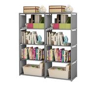 Mtlavishness 5-Tier Book Shelf 8 Cube Storage Tall Bookcase Shelf Assembled Freestanding Vertical Storage Rack for Bedroom/Living Room/Office/Closet/Study Room (5 Tier Double Row)
