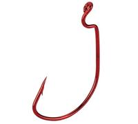 Mtlavishness 50Pcs Red Crank Fish Hook Lure Soft Bait High Carbon Steel Fishing Tackle, Sharp Offset Point Design with Barb for Freshwater and Saltwater Anglers, Durable Rust R