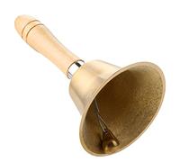 Mtlavishness 8CM Multi Functional Hand Bell With Wooden Handle For School Kids Ideal For Classroom Order Calling Games And Emergency Help Wood And Copper Gold Color Approx 15 *