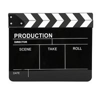 Mtlavishness Acrylic Clapperboard Professional Movie Making Tool With Built In Magnet And Clear Sound For Movie Production And Photography 30x25 Cm Yellow Or White Stripe Black (White blackboard)