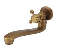 Mtlavishness Antique Garden Faucet Copper Wall Mount Single Cold Tap with Extended Spout Freeze Design for Outdoor Courtyard Washing 420g (Round Mouth)