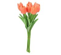 Mtlavishness Artificial Flowers for Decoration 10pcs High Simulation Tulips with Stems Touch Vibrant Color Artificial Flowers for Home Decor Living Room Dinner Table Hotel and (Orange)