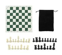 Mtlavishness Chess Set with PP Chess Pieces Imitation Leather PU Chess Board Binding Velvet Bag Travel Chess Board Game Sets for Kids