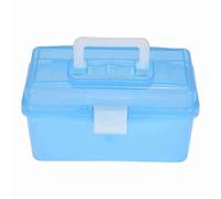 Mtlavishness Clear Plastic Art Storage Box with Handle Multipurpose Art Organizer Container for Watercolor Oil Painting Supplies Portable Art Supplies Storage Case for Artists (Blue)
