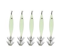 Mtlavishness Cuttlefish Jig Luminous Lure with High Carbon Steel Hook 5Pcs 8cm Artificial Glow Shrimp Bait for Saltwater and Freshwater Fishing Streamlined Design for Squid (Luminous nature)