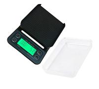 Mtlavishness Digital Kitchen Food Scale with Timer 3KG 0.1g Accuracy Slip Silicone Pad Large LCD Bluish Violet Backlight Tare Function Unit Conversion for Drip Coffee Baking (Green Backlight)