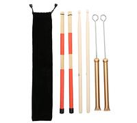 Mtlavishness Drum Stick Brush Set Retractable Design For Jazz Drums And Drum Sets Steel Wire Bamboo Metal Construction With Plush Bag (Gold)