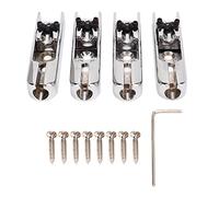 Mtlavishness Electric Bass Bridge Metal Wear Textured Individual 4 String Electric Bass Guitar Bridge Ideal for All 4 String Electric Bass Guitars Adjustable and Comes with (Silver)