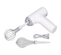 Mtlavishness Electric Cordless Hand Mixer with 3 Speeds 2 Interchangeable Whisk Attachments Lightweight Handheld Design for Effortless Whipping of Cream Egg Liquid and Salad (White)