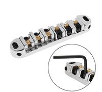 Mtlavishness Electric Guitar Bridge Drawstring Plate With Brass Roller Saddles Height Adjustable Upper And Lower Split Bridge Ball Roller For Les Paul Electric Guitars Black Or (Silver)