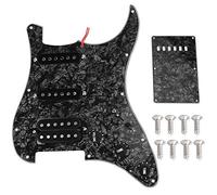 Mtlavishness Electric Guitar Pickguard Pickups Set With 2 Single Coil And 1 Double Coil Pickups For Clear Bright Sound Built In Knobs Switches And Pre Wired Circuits Easy (Red Pearl)